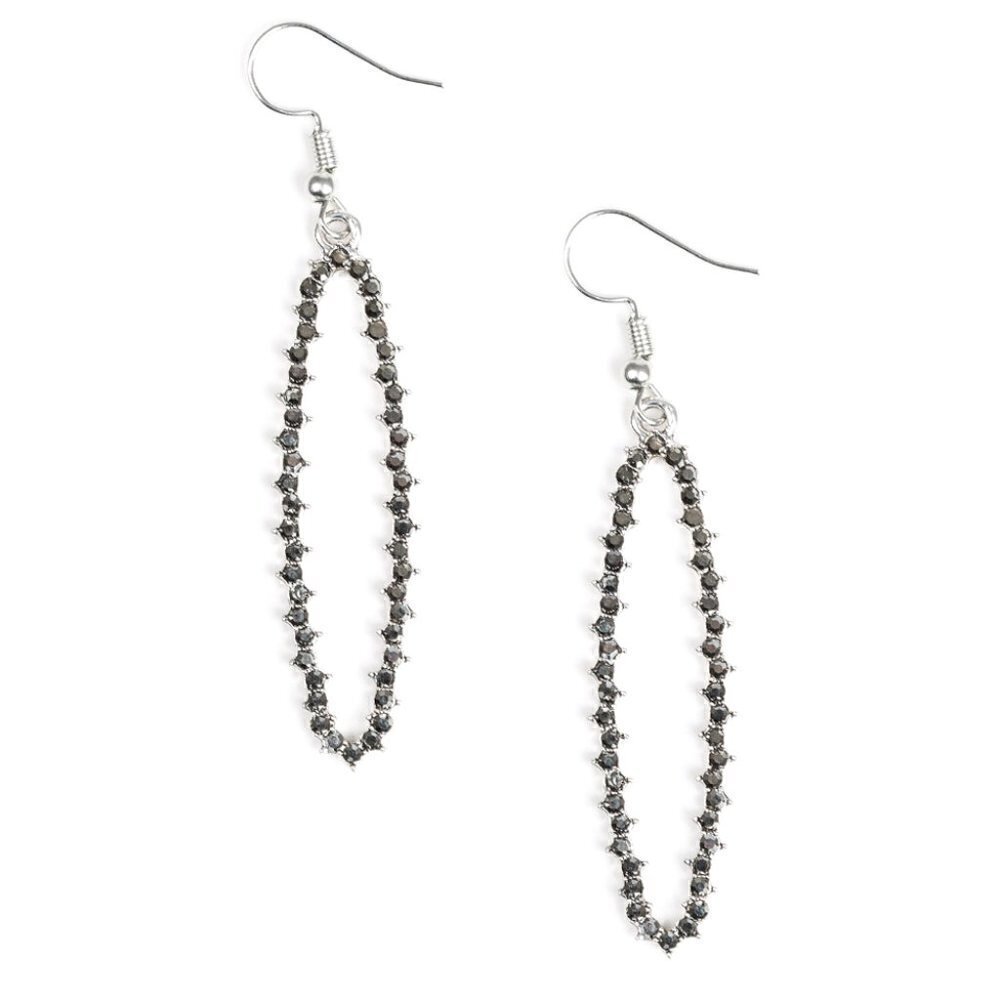 A Little GLOW-mance Hematite Oval Silver Earrings